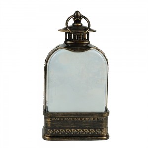 MELODY LED light up resin Santa Sleigh Scene Lantern Swirling Glitter water spinning Christmas snow globe