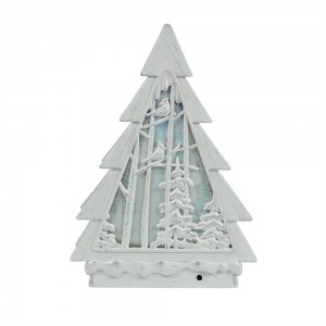 MELODY resin snowman scene LED light up glitter swirling water spinning Christmas Tree Snow Globe Lantern Decoration