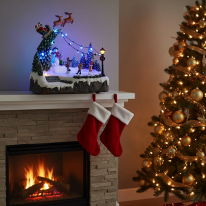 New Arrival Holiday Decor LED Animated Musical Indoor Ice Skating Reindeer with Rotating and Moving Features Polyresin Material