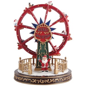 Wholesale natal plastic craft led animated ferris wheel Christmas music box