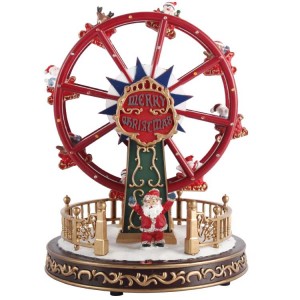 Wholesale natal plastic craft led animated ferris wheel Christmas music box