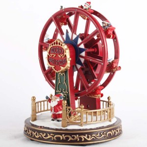 Wholesale natal plastic craft led animated ferris wheel Christmas music box