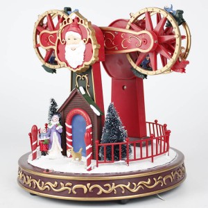 Wholesale hotsell illuminated plastic Christmas decor custom electronic ferris wheel music box for gift