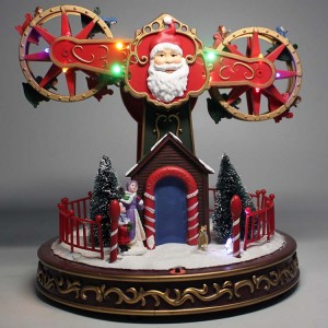Wholesale hotsell illuminated plastic Christmas decor custom electronic ferris wheel music box for gift
