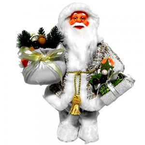 Wholesale White noel 60 cm Standing fabric Santa Claus indoor Christmas decor figurine