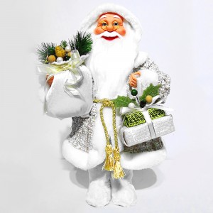 Wholesale White noel 60 cm Standing fabric Santa Claus indoor Christmas decor figurine