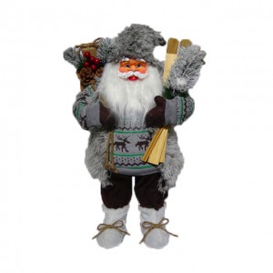 Wholesale Plastic fabric cloth Christmas decor figure 80 cm noel Standing Santa Claus with mistletoe bag