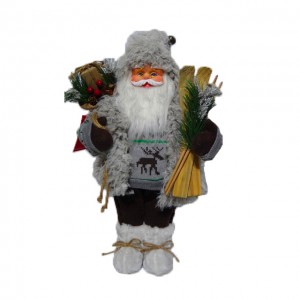 Wholesale Plastic fabric cloth Christmas decor figure 80 cm noel Standing Santa Claus with mistletoe bag