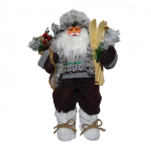 Wholesale Plastic fabric cloth Christmas decor figure 80 cm noel Standing Santa Claus with mistletoe bag