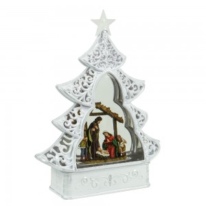 MELODY resin nativity scene Swirling Glitter LED Christmas tree water Lantern Christmas snow globe