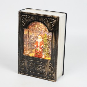 Wholesale new magic Xmas Santa scene Vintage story book musical led water spinning Christmas snow globe