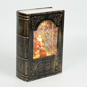 Wholesale new magic Xmas Santa scene Vintage story book musical led water spinning Christmas snow globe