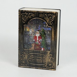 Wholesale new magic Xmas Santa scene Vintage story book musical led water spinning Christmas snow globe
