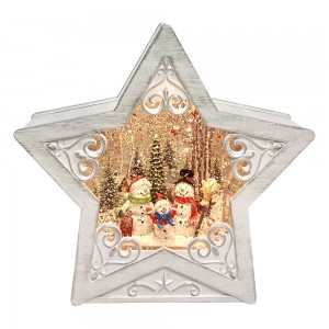 New arrive customized Led glitter water spinning Xmas Scene star shaped snow globe Christmas decoration