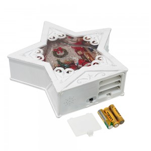 New arrive customized Led glitter water spinning Xmas Scene star shaped snow globe Christmas decoration