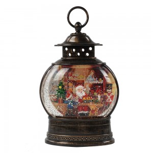Wholesale noel Xmas Santa and kid scene holiday decor Led water glitter spinning Christmas lantern globe
