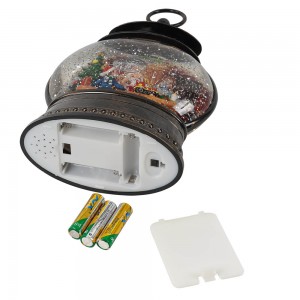 Wholesale noel Xmas Santa and kid scene holiday decor Led water glitter spinning Christmas lantern globe