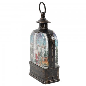 Wholesale noel Xmas Santa and reindeer village scene Led glitter water spinning lantern snow globe Christmas decoration