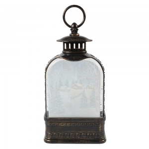 Wholesale noel Xmas Santa and reindeer village scene Led glitter water spinning lantern snow globe Christmas decoration