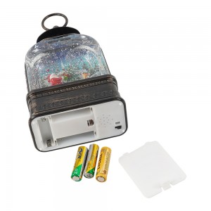 Wholesale noel Xmas Santa and reindeer village scene Led glitter water spinning lantern snow globe Christmas decoration