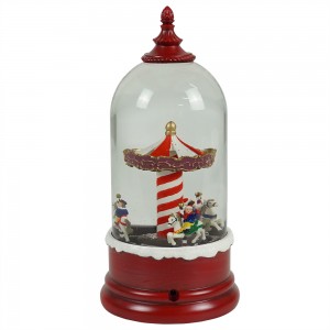 MELODY LED giltter swirling water spinning Christmas snow globe with rotating carousel figure