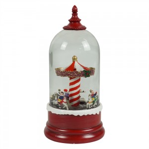 MELODY LED giltter swirling water spinning Christmas snow globe with rotating carousel figure