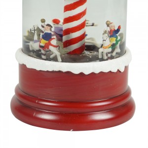 MELODY LED giltter swirling water spinning Christmas snow globe with rotating carousel figure