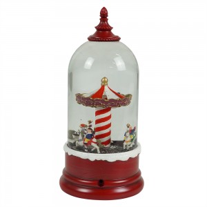 MELODY LED giltter swirling water spinning Christmas snow globe with rotating carousel figure