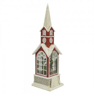 MELODY LED resin nativity scene Swirling Glitter church lantern religious Christmas snow globe Decoration