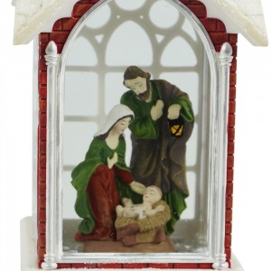 MELODY LED resin nativity scene Swirling Glitter church lantern religious Christmas snow globe Decoration