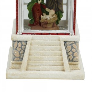 MELODY LED resin nativity scene Swirling Glitter church lantern religious Christmas snow globe Decoration