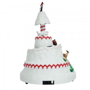 White Xmas holiday decor Fashion creative Christmas LED music box with Turning Function craft gifts Christmas ornament