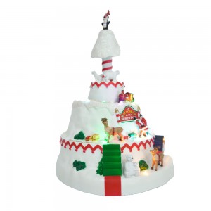 White Xmas holiday decor Fashion creative Christmas LED music box with Turning Function craft gifts Christmas ornament