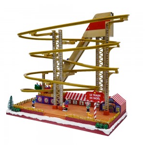 Plastic Christmas Decoration LED Musical Roller Coaster Craft Christmas Gifts Music box Christmas Village Ornament