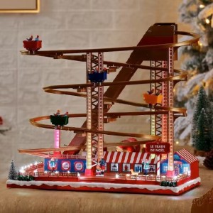 Plastic Christmas Decoration LED Musical Roller Coaster Craft Christmas Gifts Music box Christmas Village Ornament