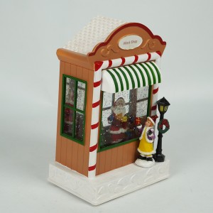 Wholesale navidad water spinning Led Illuminated Santa work shop musical Christmas Lantern snow globe