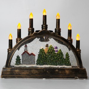Xmas caroller village scene noel musical led illuminated water spinning Candle holder Christmas snow globe