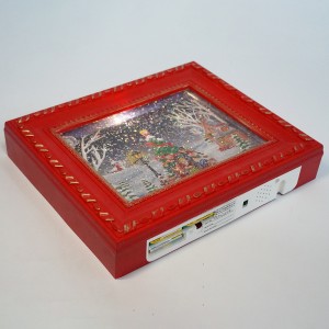 Hot sell new noel carollers Xmas tree village scene Photo frame water spinning musical led Christmas snow globe