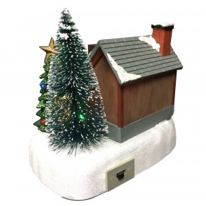 Melody colorful Xmas village Christmas Decoration Santa’s Train Shop scene led lighted Christmas house