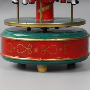 Customized Xmas Carrossel decorative Plastic and wooden merry go wind up rotating carousel music box for Christmas gift