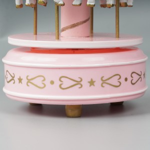 Wholesale illuminated Christmas Carrossel decor, rotating round merry go carousel music box for kid gift