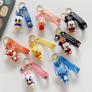 Wholesale Cute 3D Anime Keychain PVC 3D Stitch Rubber Pendant Keyring Keyring Accessories