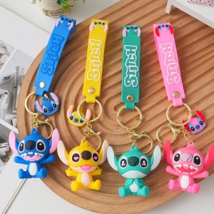 Wholesale Cute 3D Anime Keychain PVC 3D Stitch Rubber Pendant Keyring Keyring Accessories