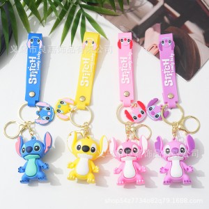 Wholesale Cute 3D Anime Keychain PVC 3D Stitch Rubber Pendant Keyring Keyring Accessories