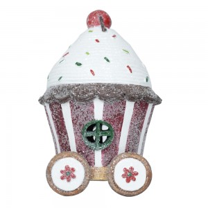 Custom set of 3 Handmade LED Resin Crafts  Train shaped Gingerbread house  Christmas Decoration