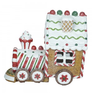 Custom set of 3 Handmade LED Resin Crafts  Train shaped Gingerbread house  Christmas Decoration