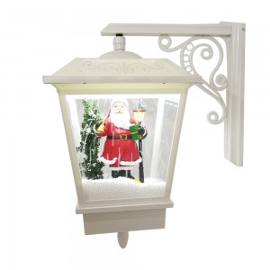 Outdoor holiday hanging light musical snow function Led Christmas wall mount lantern with snowman feature