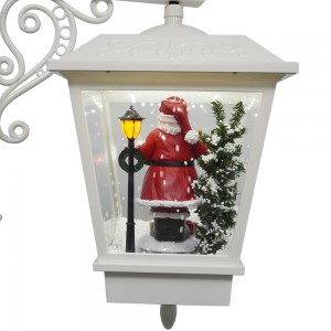 Rainproof musical navidad double lamps falling snow Xmas street lamppost Led Christmas light with Santa and snowman