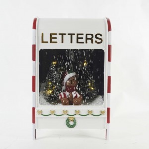 Christmas Bear White Letter Mailbox Snowing LED Light Christmas Mailbox Decoration Factory Wholesale Christmas Gift Idea