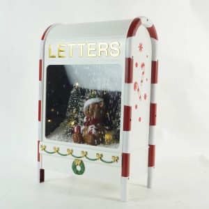 Christmas Bear White Letter Mailbox Snowing LED Light Christmas Mailbox Decoration Factory Wholesale Christmas Gift Idea